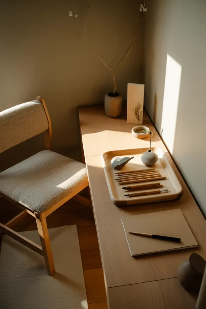 Add a Small Tray With Natural Writing Tools