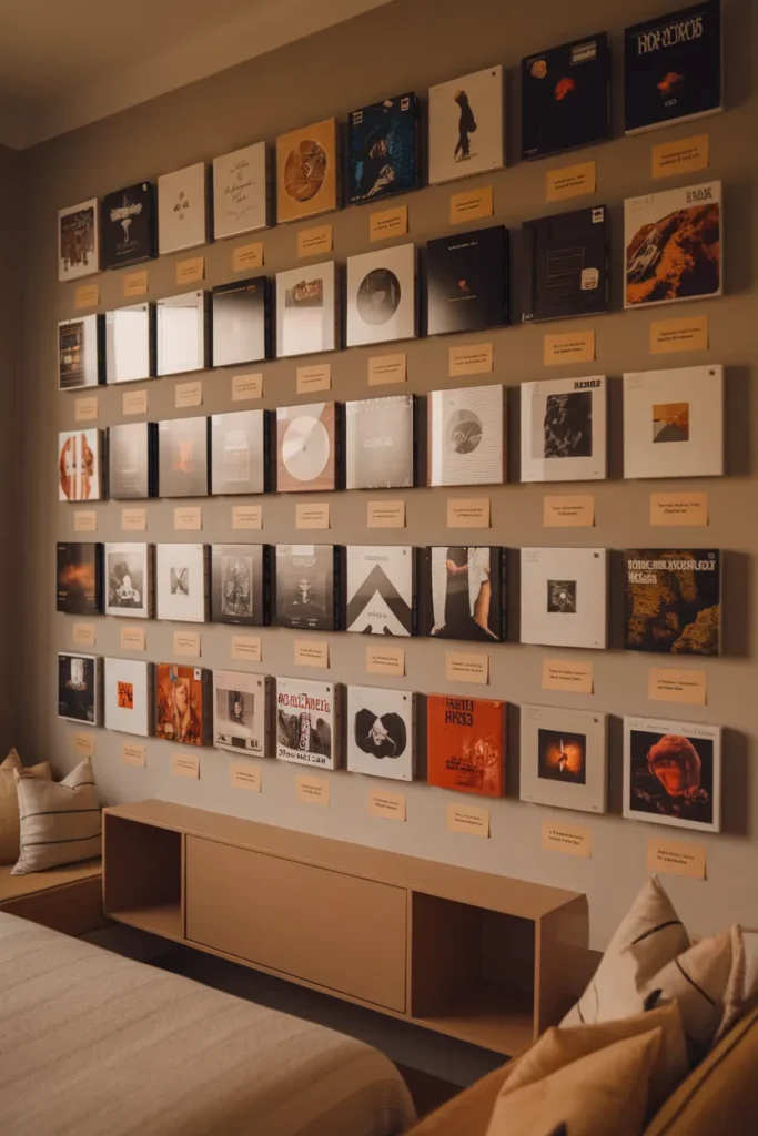 Album Wall With Handwritten Notes and Lyrics