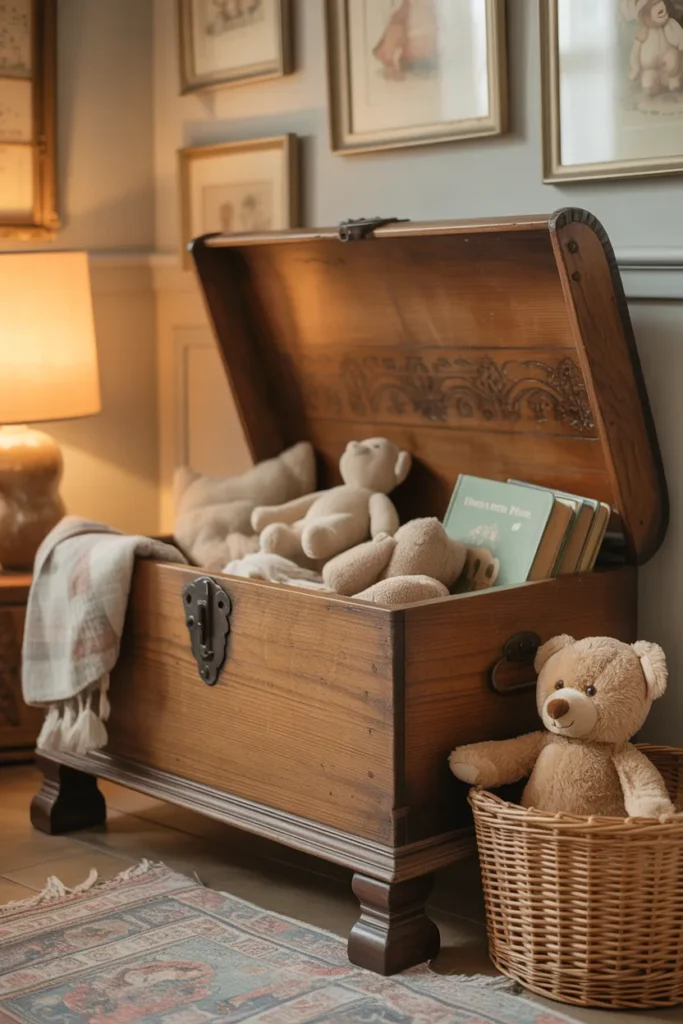 Antique Toy Chest with Storybook Character