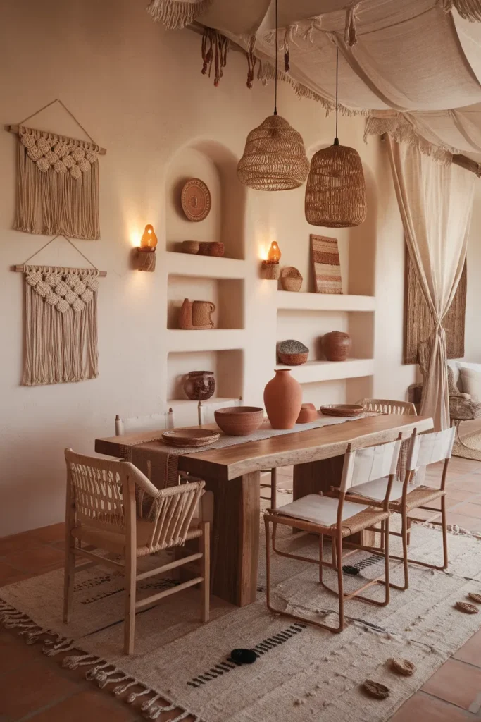 Artistic Boho Dining with Handcrafted Details