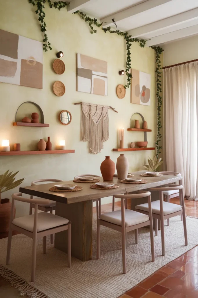 Artistic Walls in a Bohemian Dining Space
