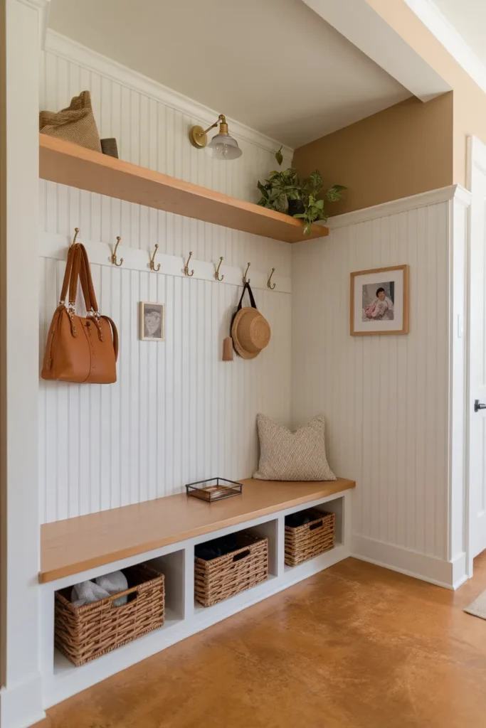 Beadboard Nook with Hidden Charging Drawer
