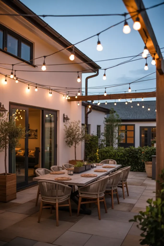 Bistro String Canopy Over the Patio