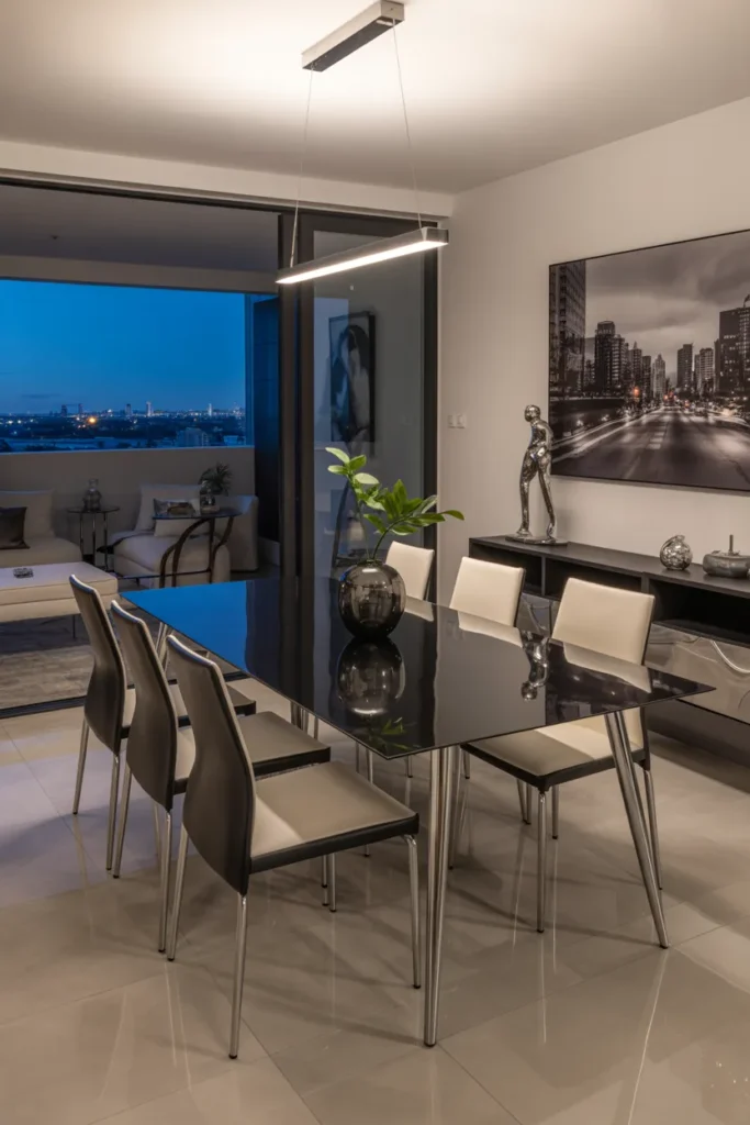 Black Dining Table With Glass Top