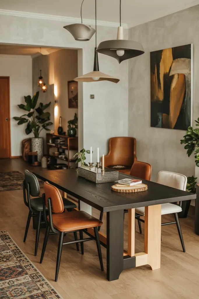 Black Dining Table With Mixed Materials