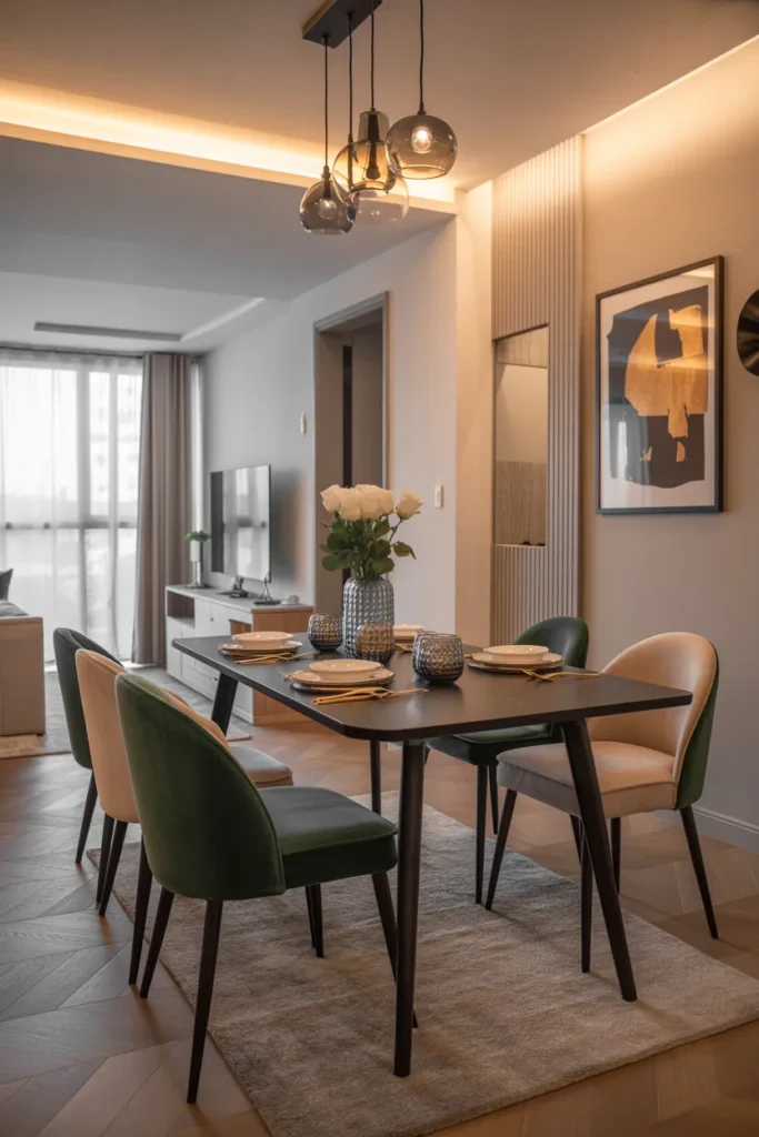 Black Dining Table With Velvet Chairs