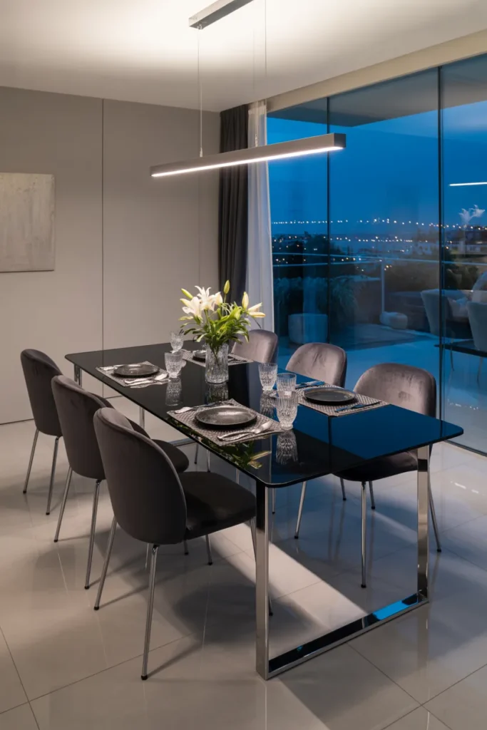 Black Glass Dining Table For A Sleek Finish