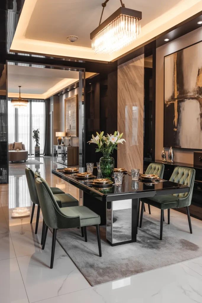 Black High Gloss Dining Table For Glam Dining Spaces