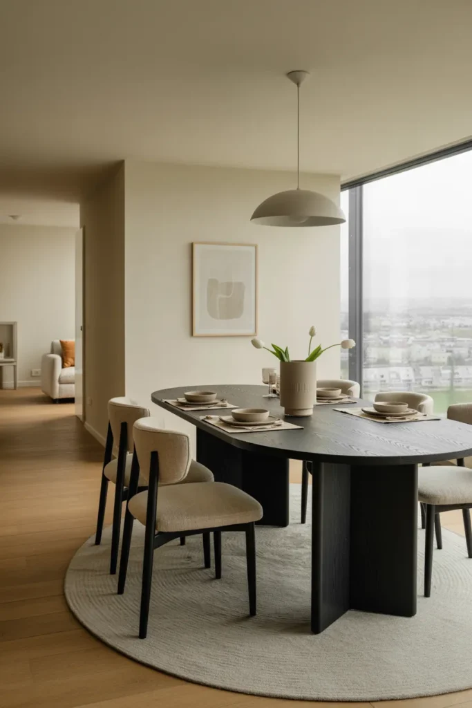 Black Oval Dining Table With Contemporary Style