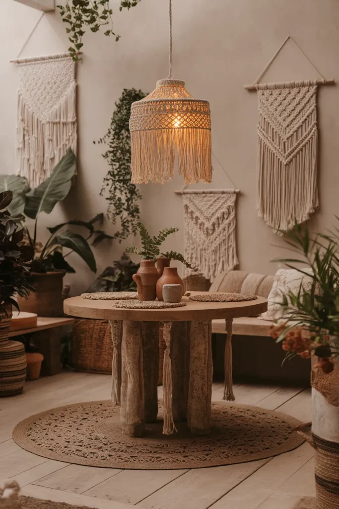 Bohemian Macrame Pendant for Textured Warmth