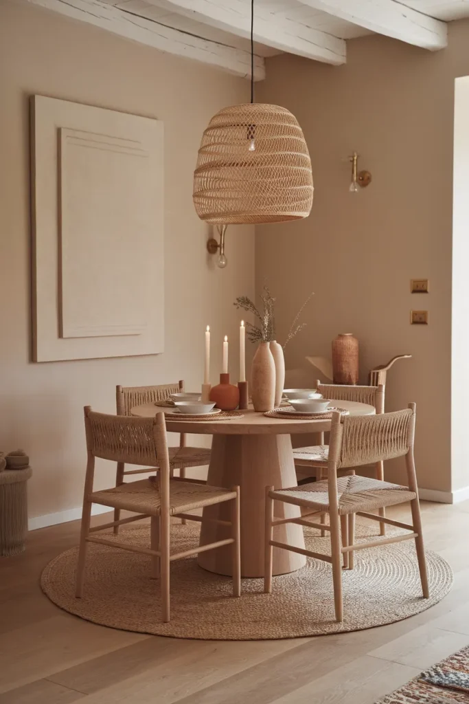 Boho Dining with Statement Lighting