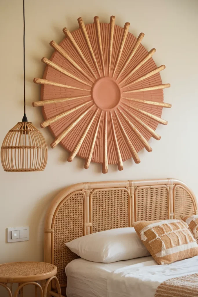 Boho Style Clay Sunburst Wall Piece