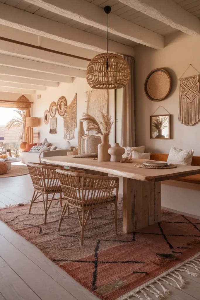 Boho Woven Rugs for Relaxed Dining