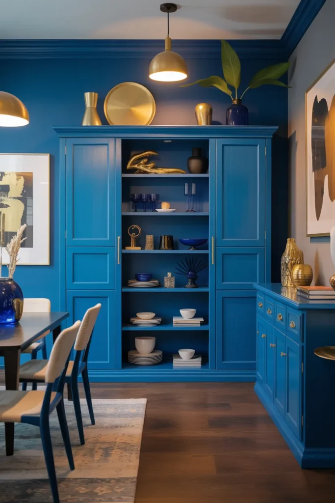 24 Dining Room Cabinet Ideas That Add Style, Storage, And Serious Charm 25 Bold Blue Cabinet With Gold Accents