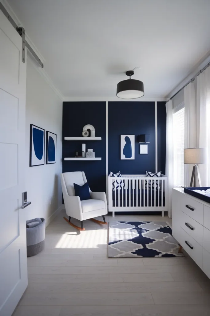 Bold Blue Contemporary Nursery