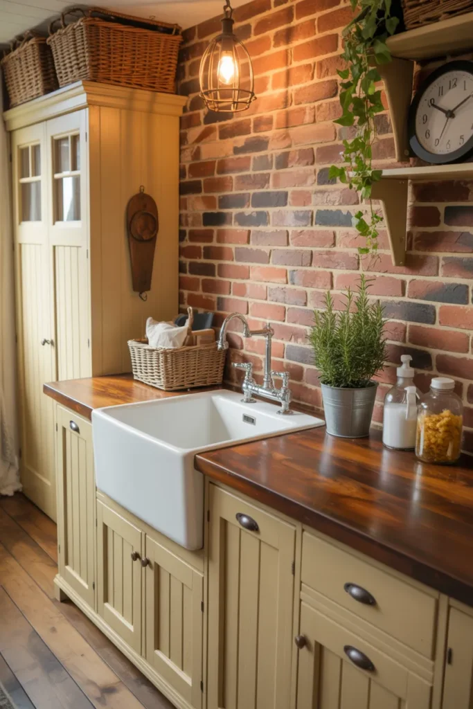 Brick Backsplash With Warm Country Character