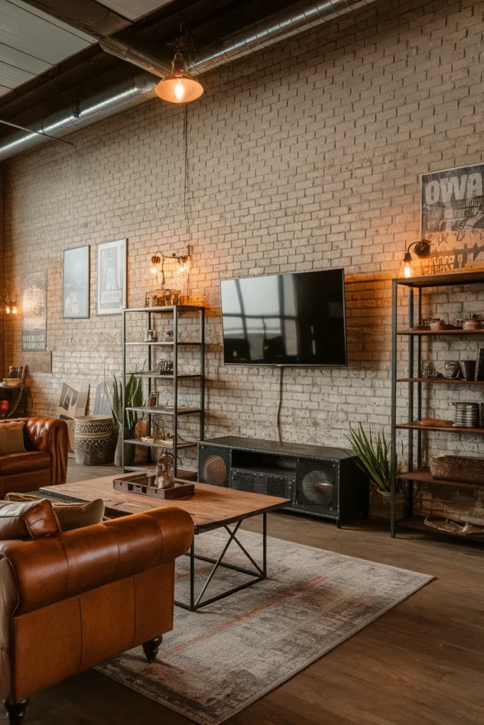 20 Trendy TV Wall Design Ideas to Elevate Your Home Aesthetic Effortlessly 19 Brick TV Wall for Industrial Warmth