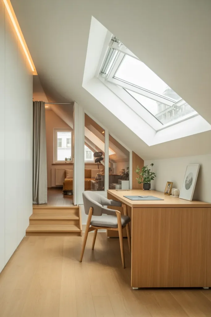 Bright Loft Office with Skylight Serenity