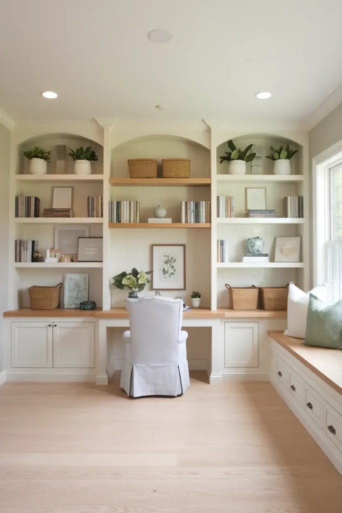 Built-In Bookshelves with Country Charm