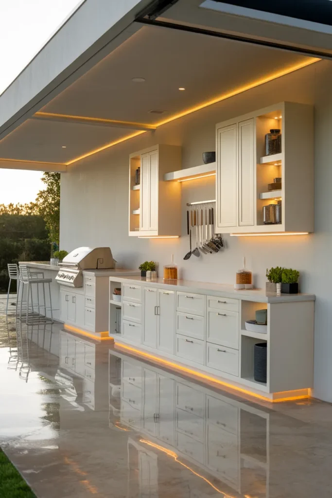 Built-In Patio Cabinets for Seamless Organization