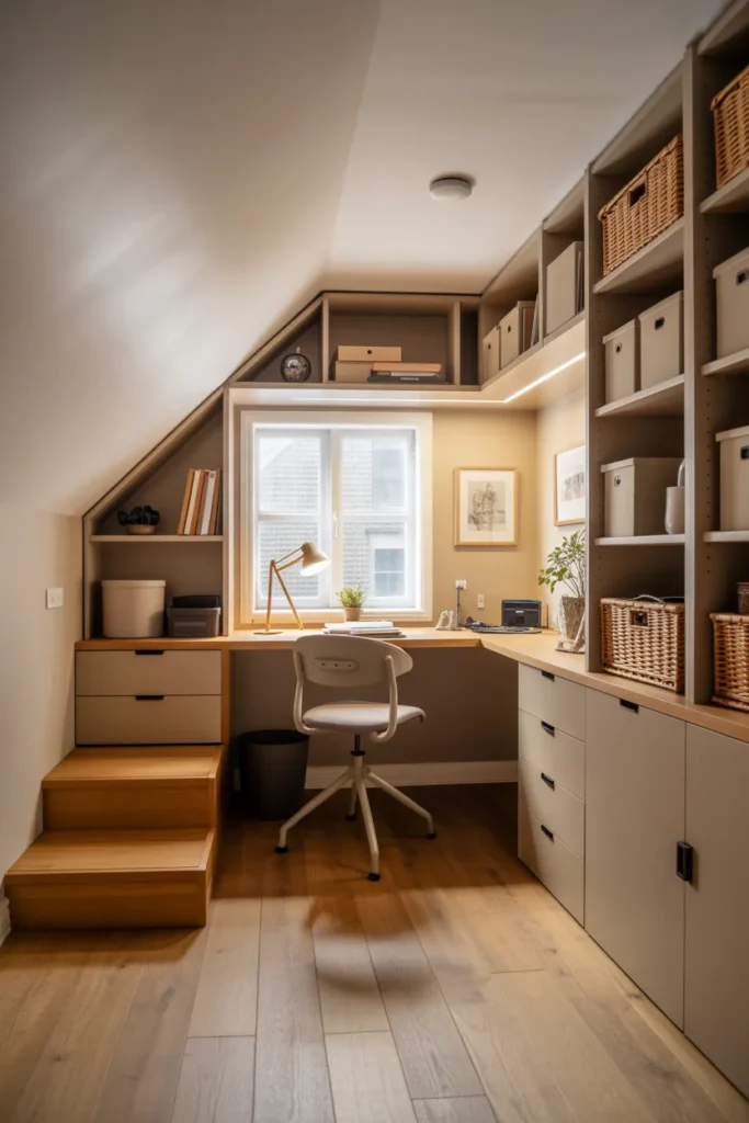 Built In Storage Attic Office
