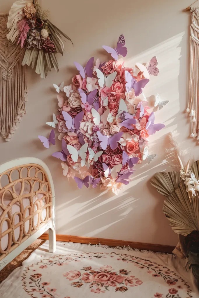 Butterfly and Floral Wall Collage