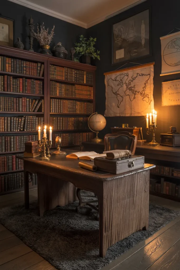 20 Gothic Home Office Ideas That Will Change Your Entire Workspace Vibe 5 Candlelit Scholar Study