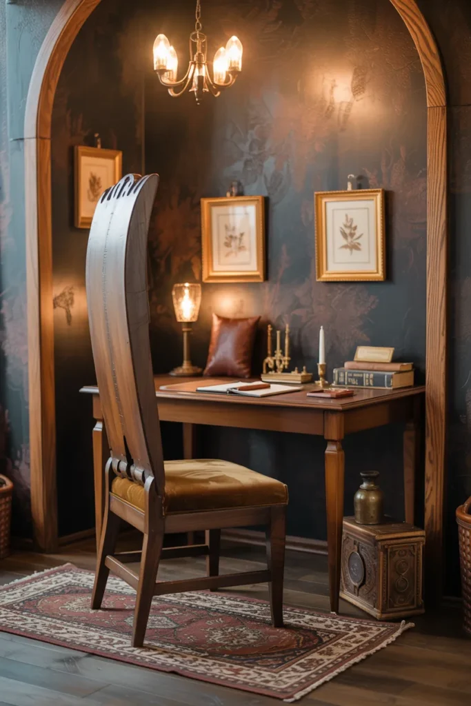 26 Victorian Home Office Ideas That Transform Any Workspace Into Pure Vintage Magic 17 Carved Wood Chair With High Back Presence