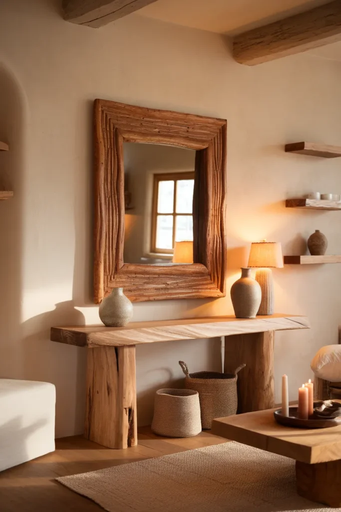 Vintage Mirrors Ideas That Transform Empty Walls Into Pure Magic 16 Carved Wood Mirror with Deep Natural Grain