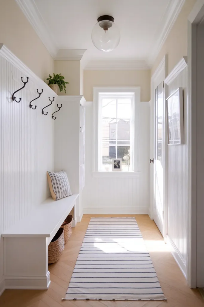 Classic White Entryway with Double Hooks