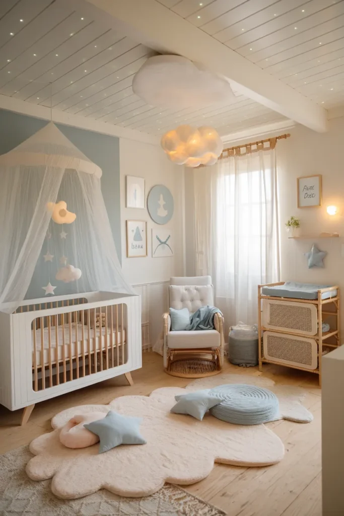 Cloud White and Sky Blue Nursery