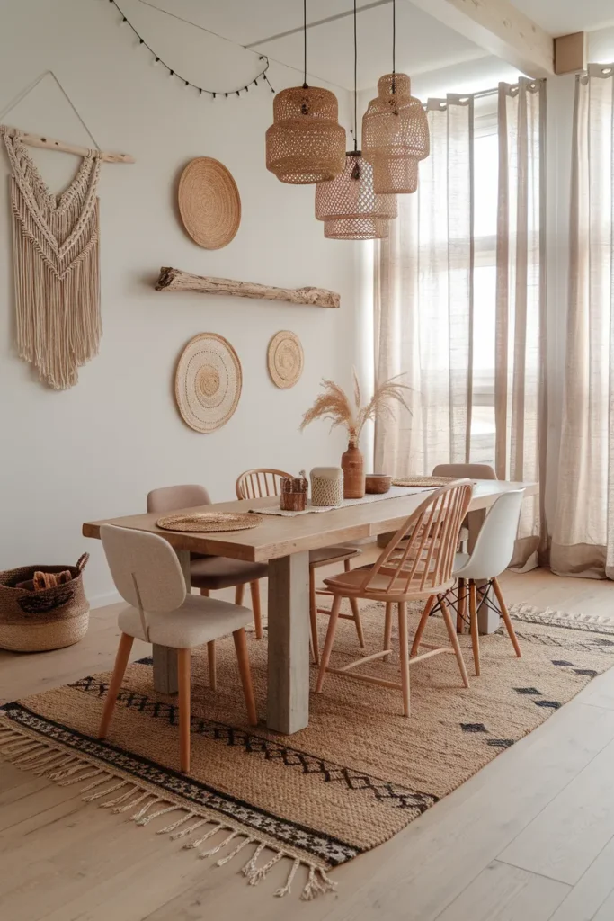 30 Coastal Dining Room Ideas That Bring the Beach Straight Into Your Home 17 Coastal Boho With Layered Textures