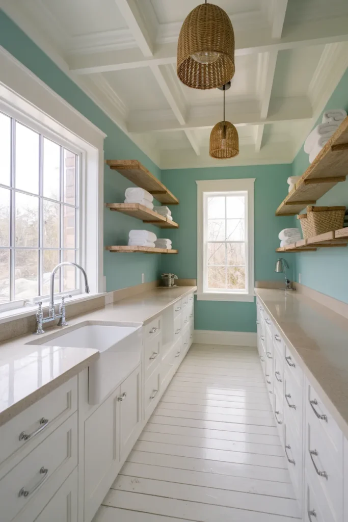 Coastal Breeze Green Laundry Space