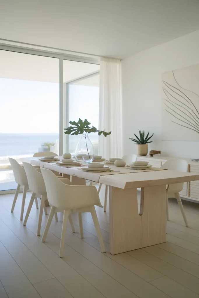 30 Coastal Dining Room Ideas That Bring the Beach Straight Into Your Home 12 Coastal Minimalism With Clean Lines