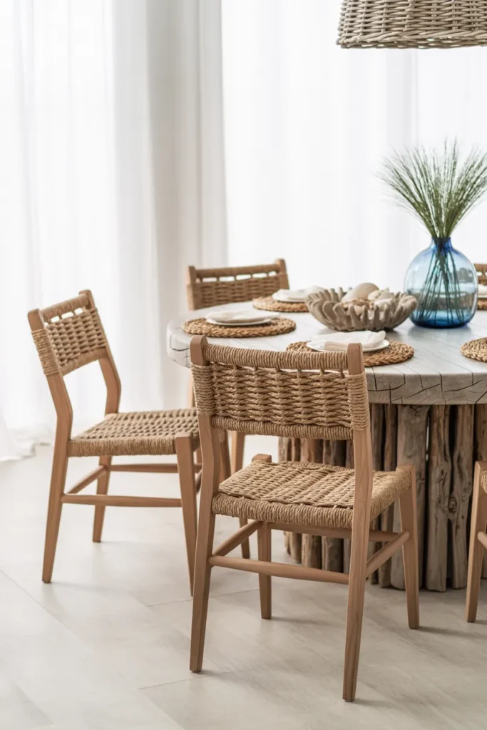 Coastal Woven Rope Dining Chairs
