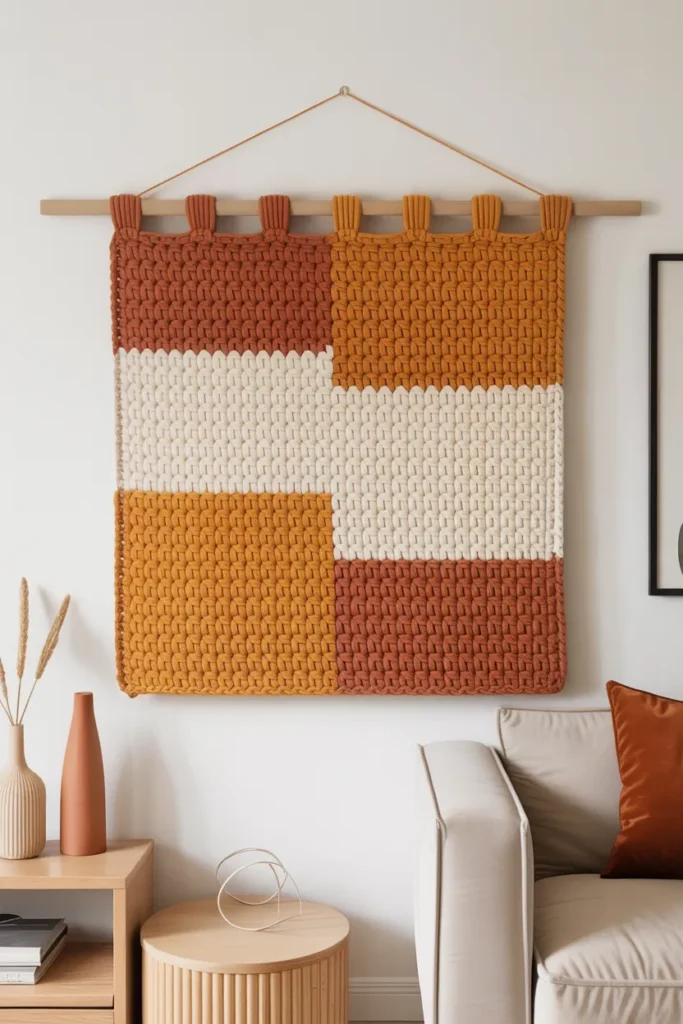 Color Block Crochet Wall Decor