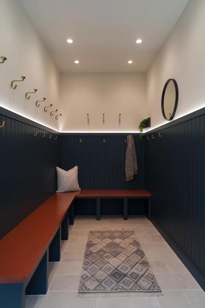 Color-Blocked Mud Room for Modern Homes