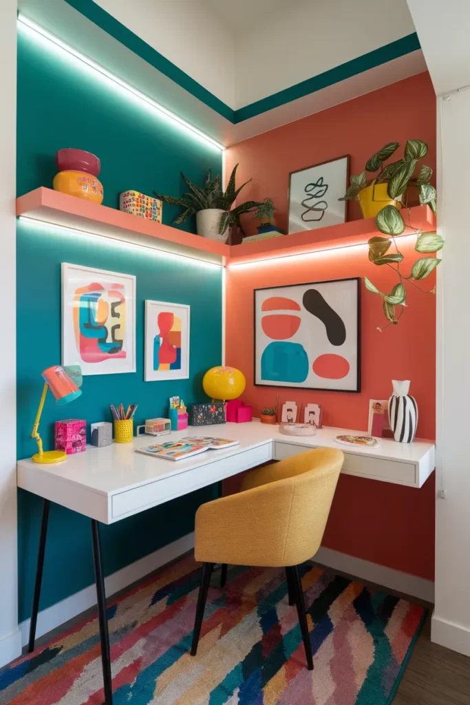 20 Modern Home Office Ideas That Make Working from Home Feel Luxurious 19 Color-Pop Creative Corner