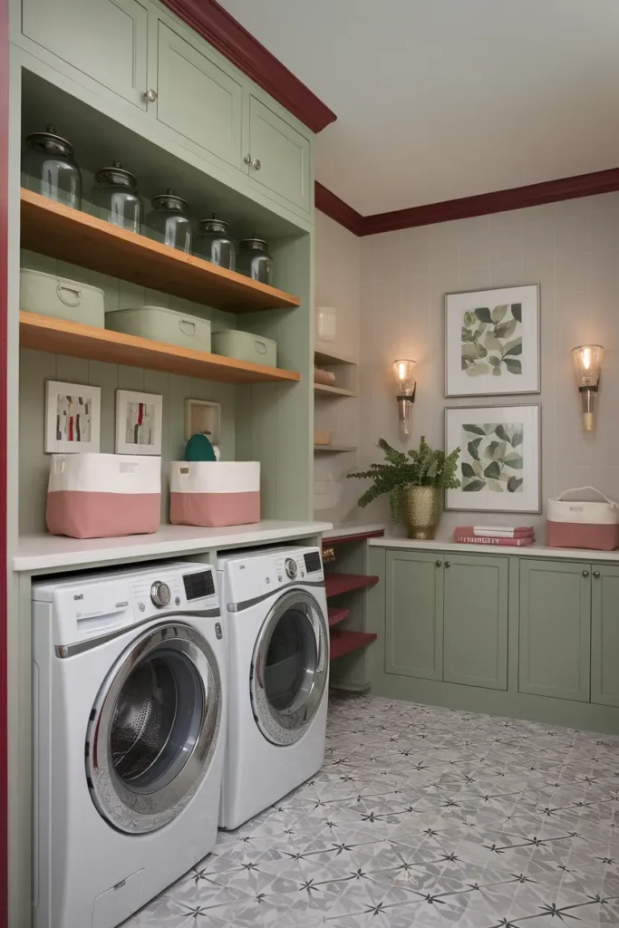 Color-Themed Laundry Mudroom Design