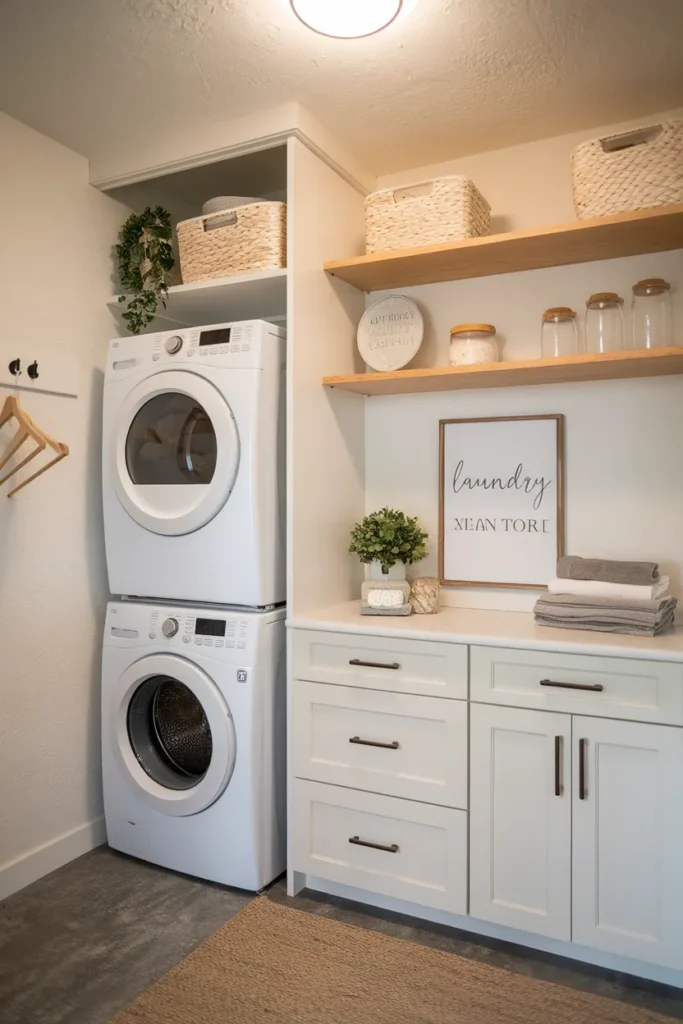 Compact Farmhouse Laundry Closet Design