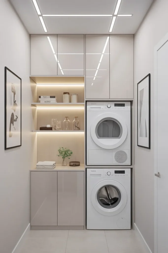 Compact Modern Laundry Mudroom Design