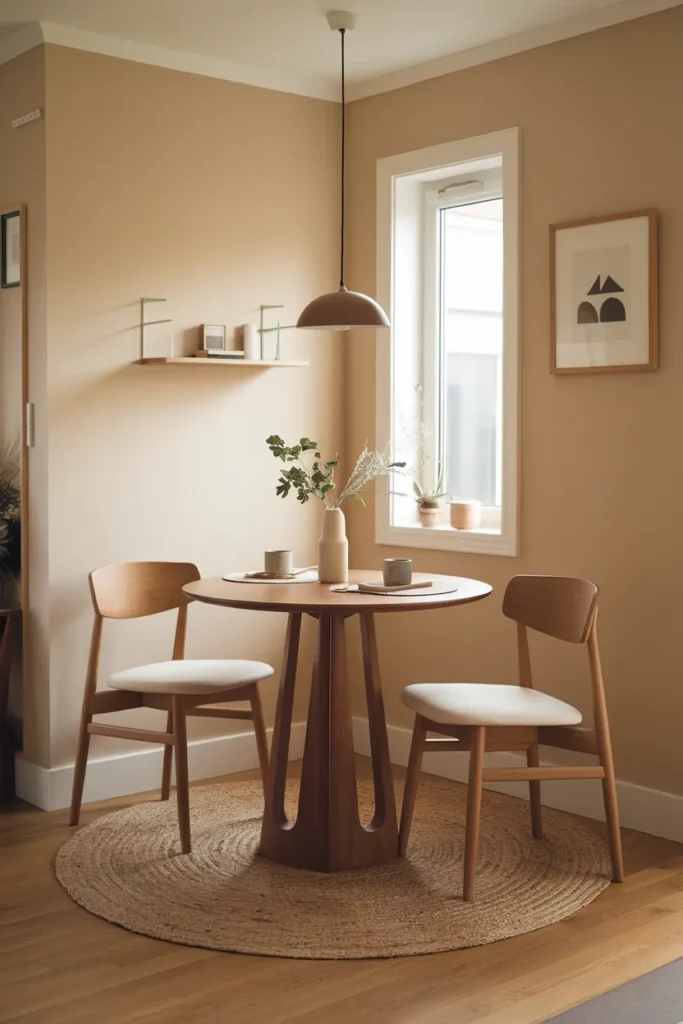 Compact Round Dining Table for Small Mid Century Apartments