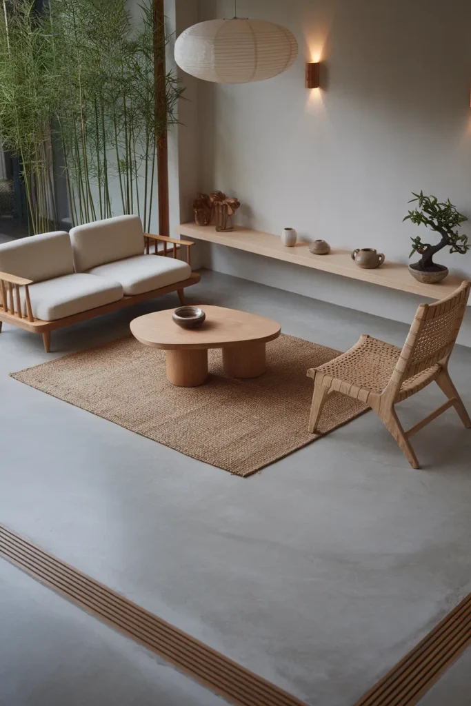 Concrete Floors with Wood Accents for Warm Balance