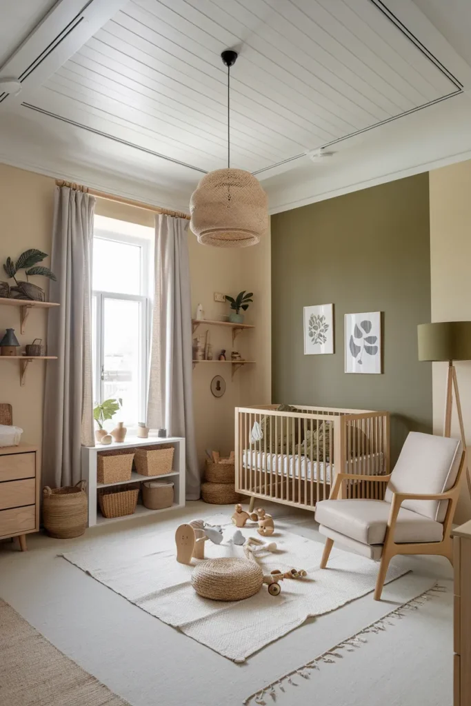 Contemporary Beige and Olive Nursery