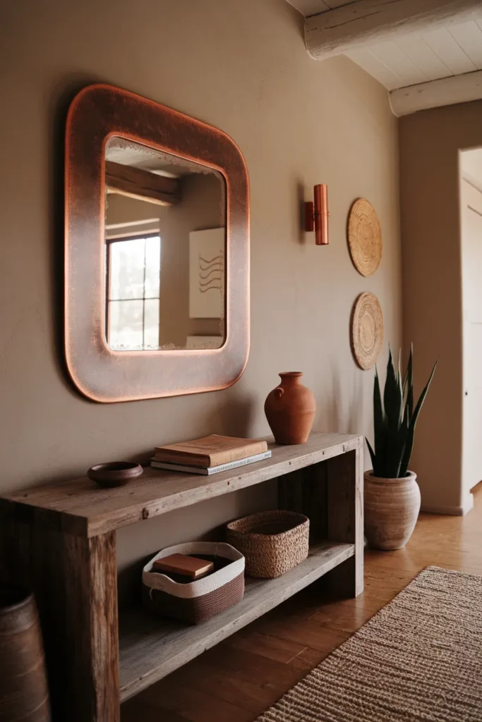 Vintage Mirrors Ideas That Transform Empty Walls Into Pure Magic 13 Copper Framed Mirror with Aged Warmth