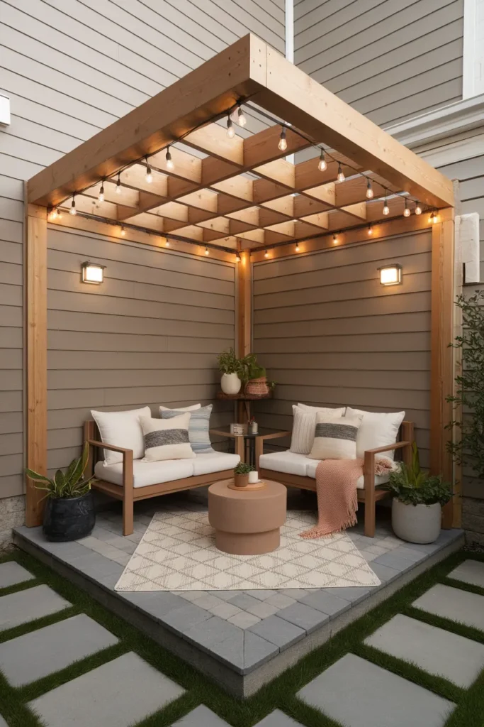 23 Modern Pergola Ideas That Instantly Upgrade Your Outdoor Living Space 22 Corner Pergola for Compact Spaces