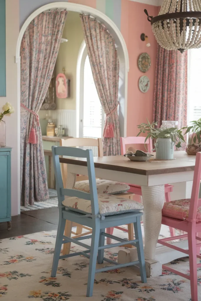 20 Vintage Dining Room Ideas That Bring Timeless Charm to Your Home 6 Cottage Style Vintage Dining with Soft Pastels