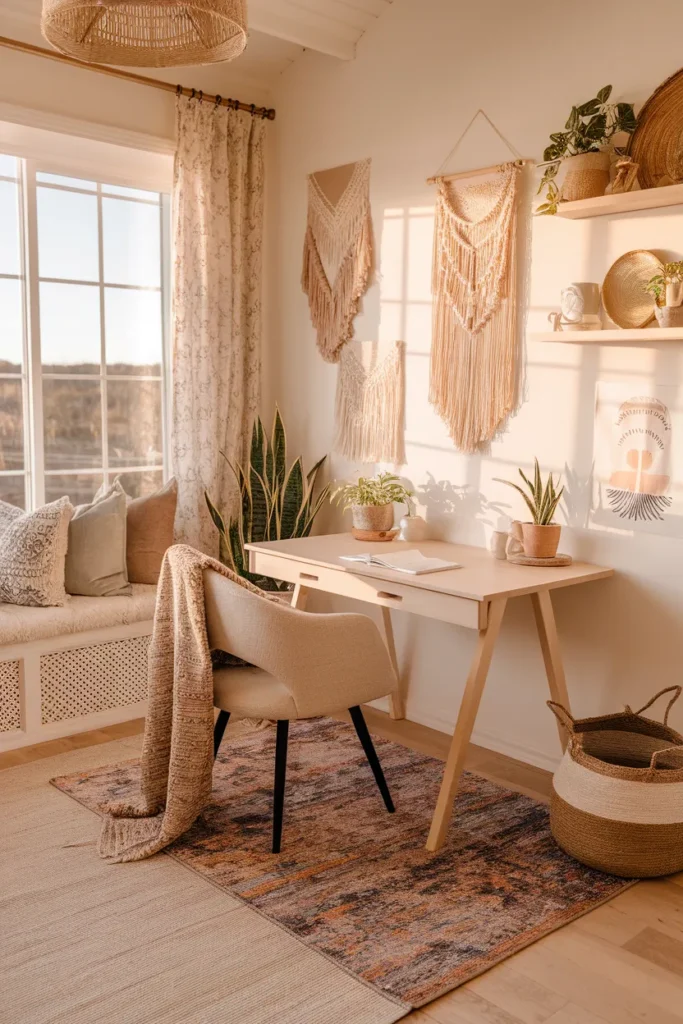 Cozy Boho Eclectic Office Setup