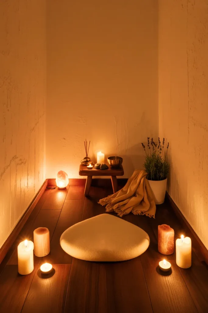 Cozy Candlelit Yoga Nook