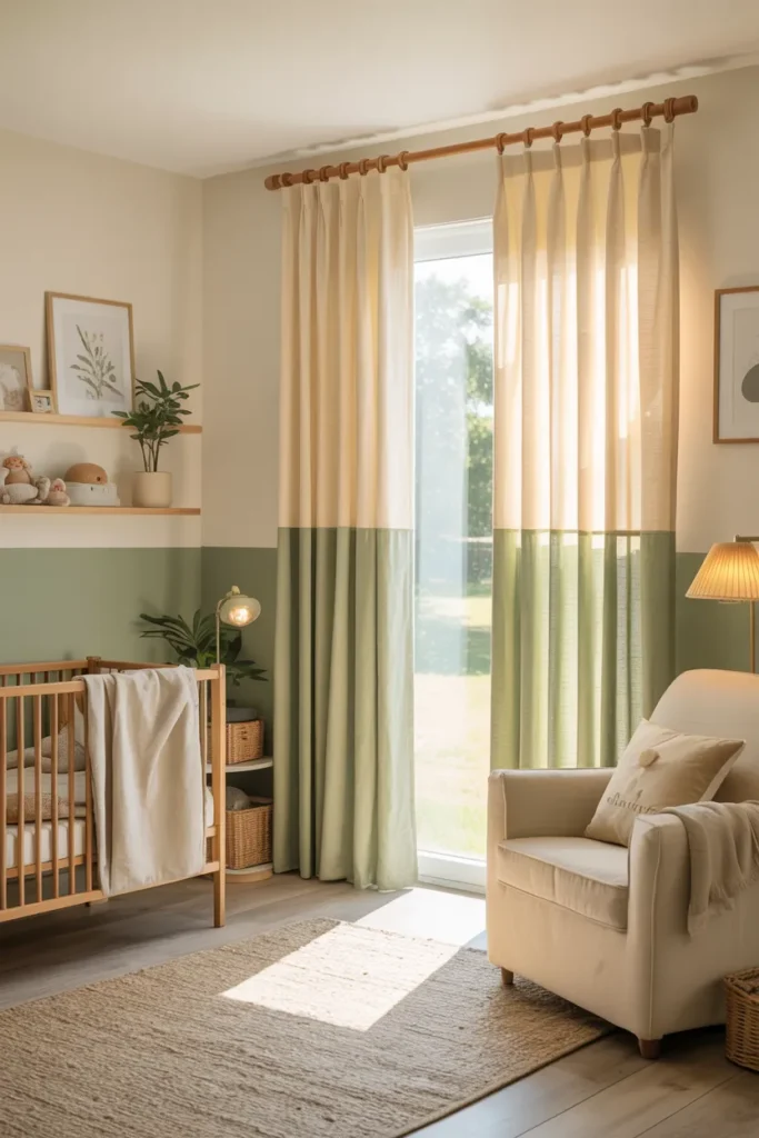Cream and Sage Two-Tone Curtains for Subtle Contrast